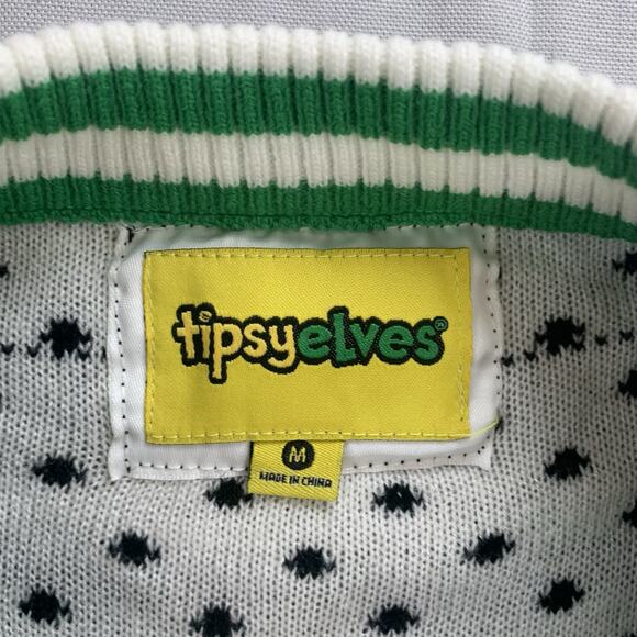 Tipsy Elves Ugly Christmas Sweater Size M T-Rex Black White Red Green Longsleeve - Picture 3 of 8